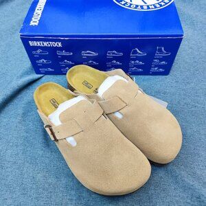 Narrow Fit Birkenstock Boston Clogs (Soft Footbed) -  Neutral Latte Cream